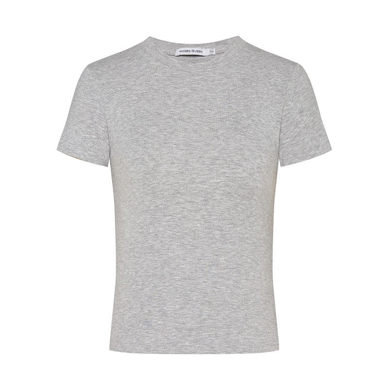 Tight Waist Shoulder T-shirt Top Short Sleeve